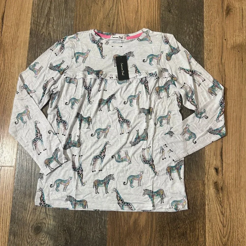 Emerson Road NYC Women's  Ruffle Pajama Set Safari Verano Size S NWT - Picture 4 of 7